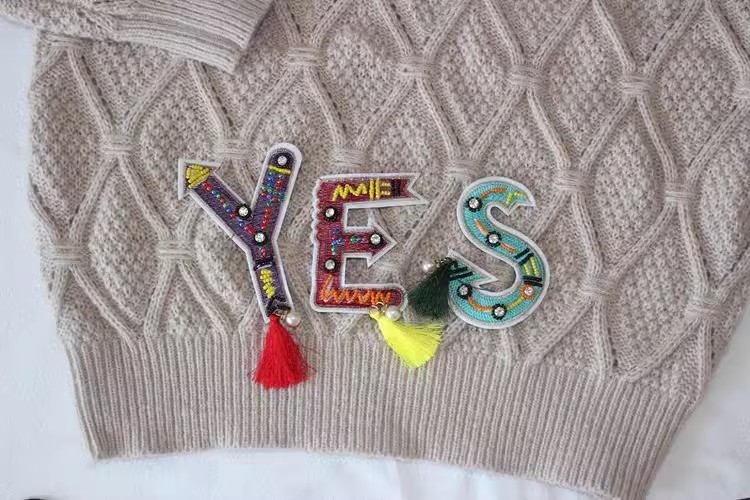 Embroidery Bead Letters Cloth Sticker EA0024