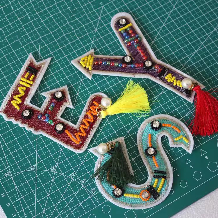 Embroidery Bead Letters Cloth Sticker EA0024