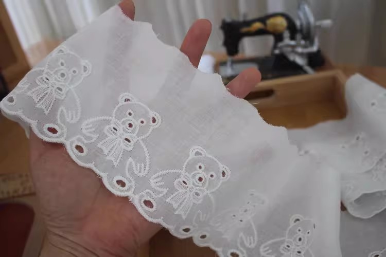 Embroidery Bear Eyelet Lace Width 5-9 cm EF0024-Lace Fabric Shop