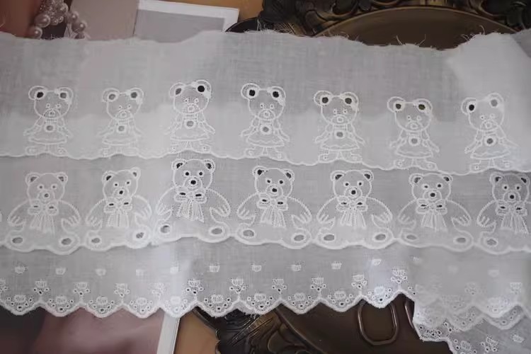 Embroidery Bear Eyelet Lace Width 5-9 cm EF0024-Lace Fabric Shop