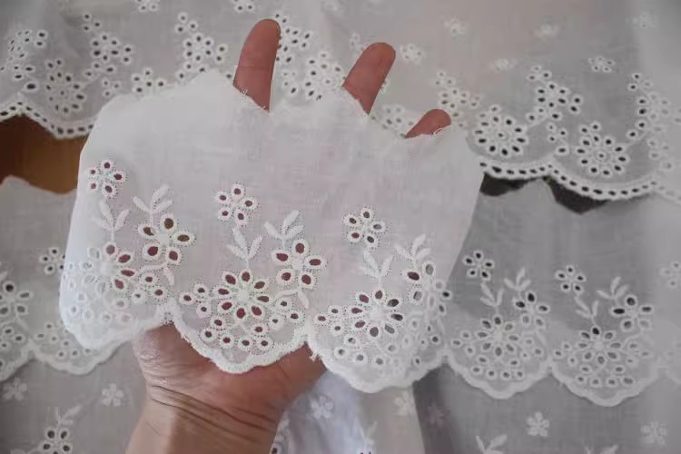 Embroidery Cotton Eyelet Lace Width 10-16 cm EF0097-Lace Fabric Shop
