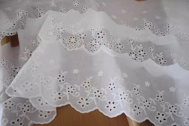 Embroidery Cotton Eyelet Lace Width 10-16 cm EF0097-Lace Fabric Shop