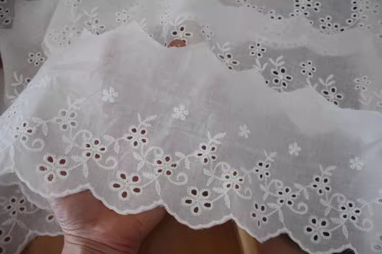 Embroidery Cotton Eyelet Lace Width 10-16 cm EF0097-Lace Fabric Shop