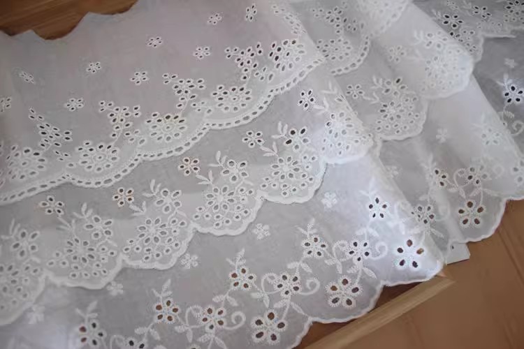 Embroidery Cotton Eyelet Lace Width 10-16 cm EF0097-Lace Fabric Shop