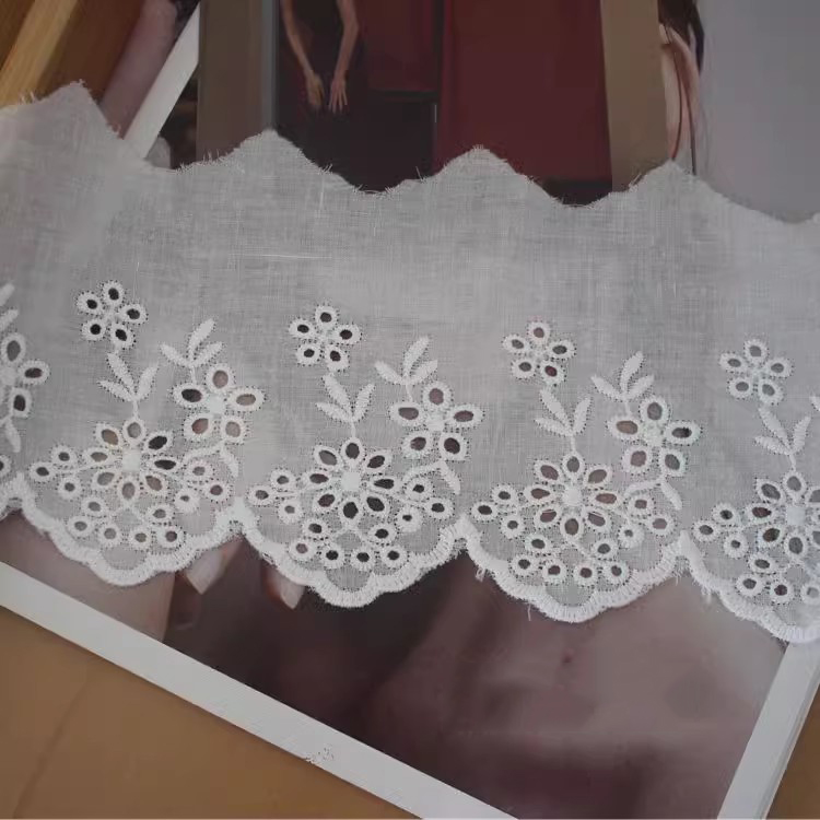 Embroidery Cotton Eyelet Lace Width 10-16 cm EF0097-Lace Fabric Shop