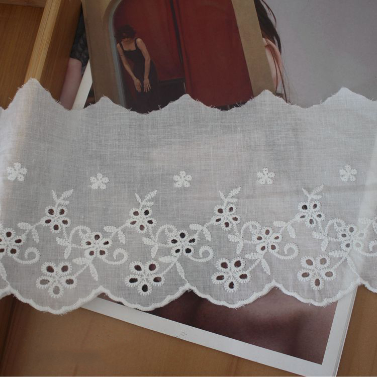 Embroidery Cotton Eyelet Lace Width 10-16 cm EF0097-Lace Fabric Shop