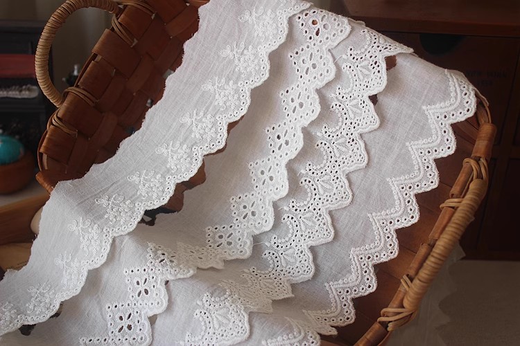 Embroidery Cotton Eyelet Lace Width 6 cm EF0055-Lace Fabric Shop