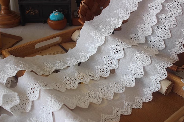 Embroidery Cotton Eyelet Lace Width 6 cm EF0055-Lace Fabric Shop