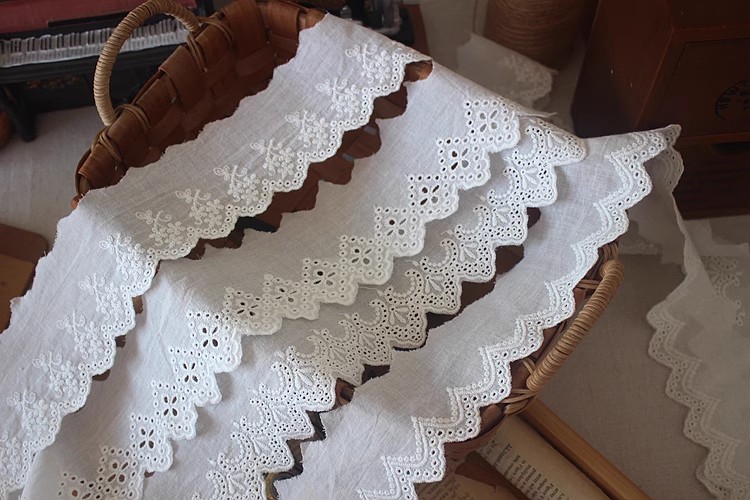 Embroidery Cotton Eyelet Lace Width 6 cm EF0055-Lace Fabric Shop