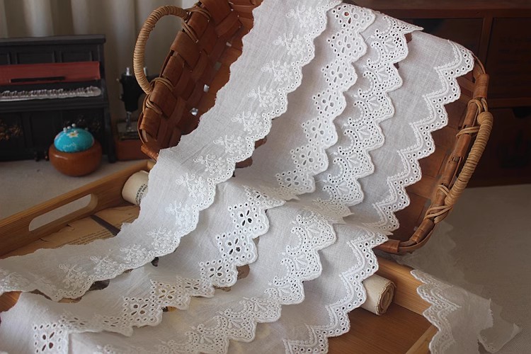 Embroidery Cotton Eyelet Lace Width 6 cm EF0055-Lace Fabric Shop