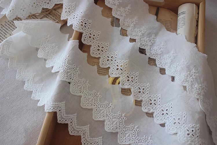 Embroidery Cotton Eyelet Lace Width 6 cm EF0055-Lace Fabric Shop