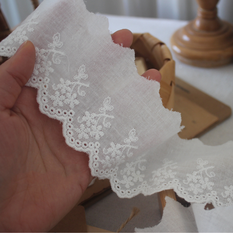 Embroidery Cotton Eyelet Lace Width 6 cm EF0055-Lace Fabric Shop
