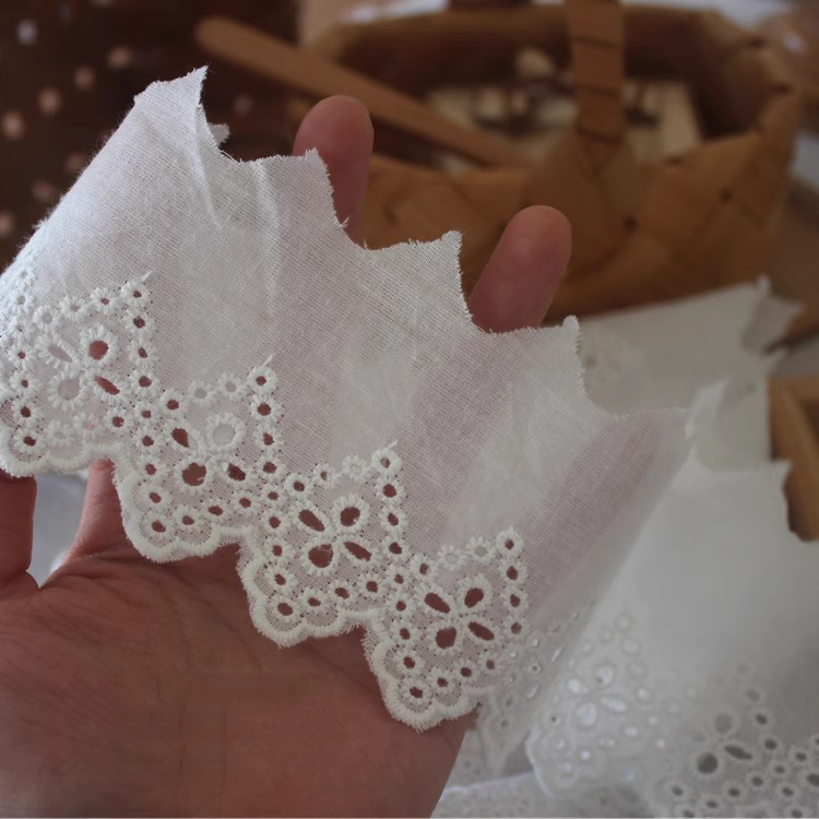 Embroidery Cotton Eyelet Lace Width 6 cm EF0055-Lace Fabric Shop