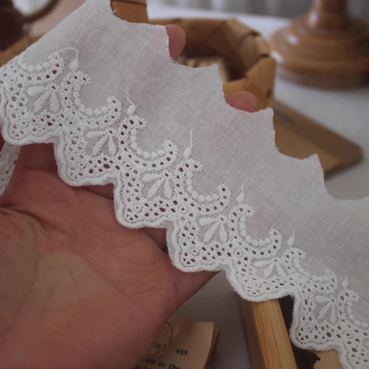 Embroidery Cotton Eyelet Lace Width 6 cm EF0055-Lace Fabric Shop
