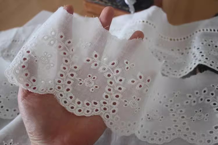 Embroidery Cotton Fabric Width 9-13 cm EF0043-Lace Fabric Shop