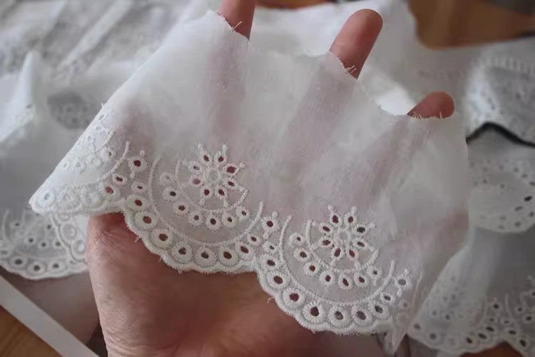 Embroidery Cotton Fabric Width 9-13 cm EF0043-Lace Fabric Shop