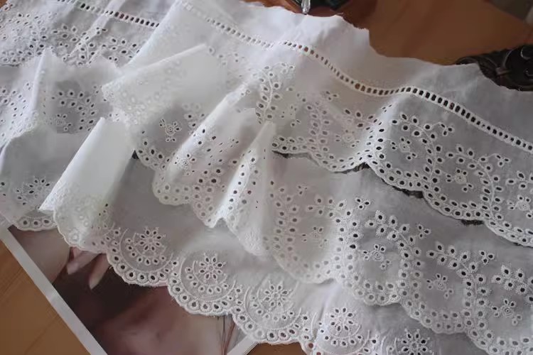 Embroidery Cotton Fabric Width 9-13 cm EF0043-Lace Fabric Shop