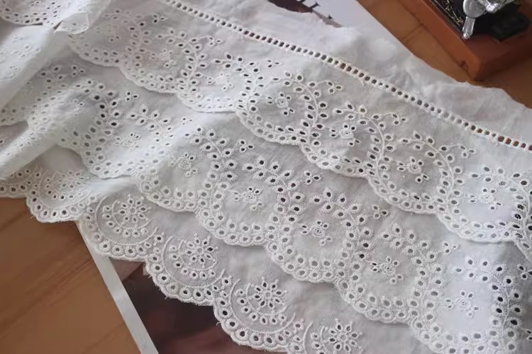 Embroidery Cotton Fabric Width 9-13 cm EF0043-Lace Fabric Shop
