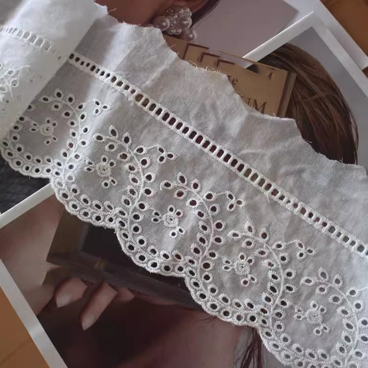 Embroidery Cotton Fabric Width 9-13 cm EF0043-Lace Fabric Shop