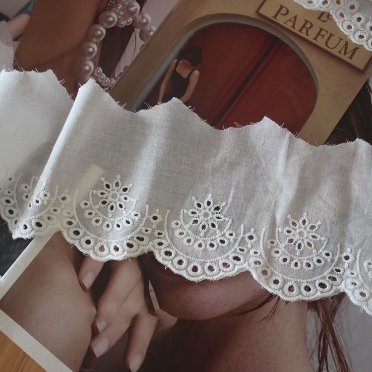 Embroidery Cotton Fabric Width 9-13 cm EF0043-Lace Fabric Shop