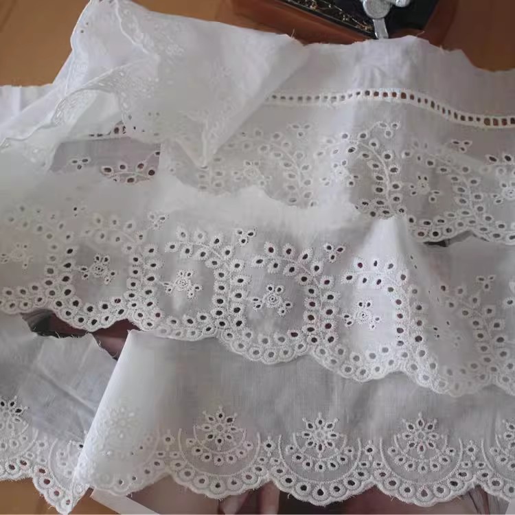 Embroidery Cotton Fabric Width 9-13 cm EF0043-Lace Fabric Shop