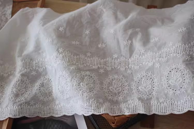 Embroidery Cotton Lace Fabric Width 26 cm EF0085-Lace Fabric Shop