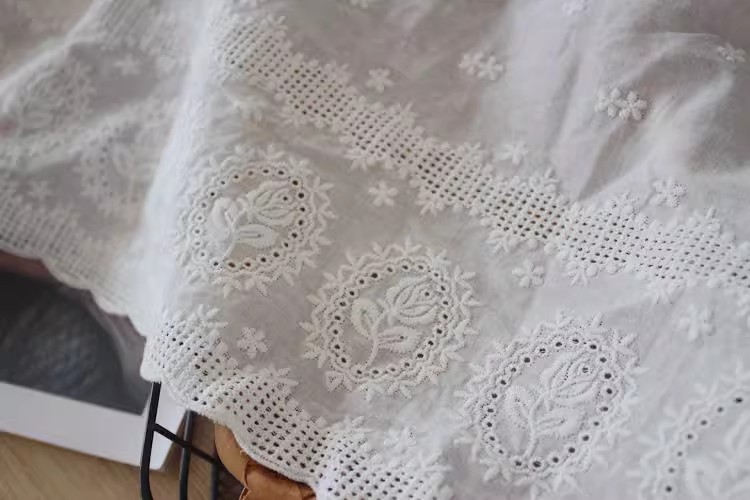 Embroidery Cotton Lace Fabric Width 26 cm EF0085-Lace Fabric Shop