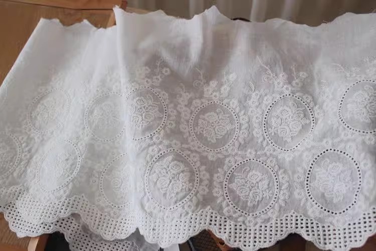 Embroidery Cotton Lace Fabric Width 26 cm EF0085-Lace Fabric Shop