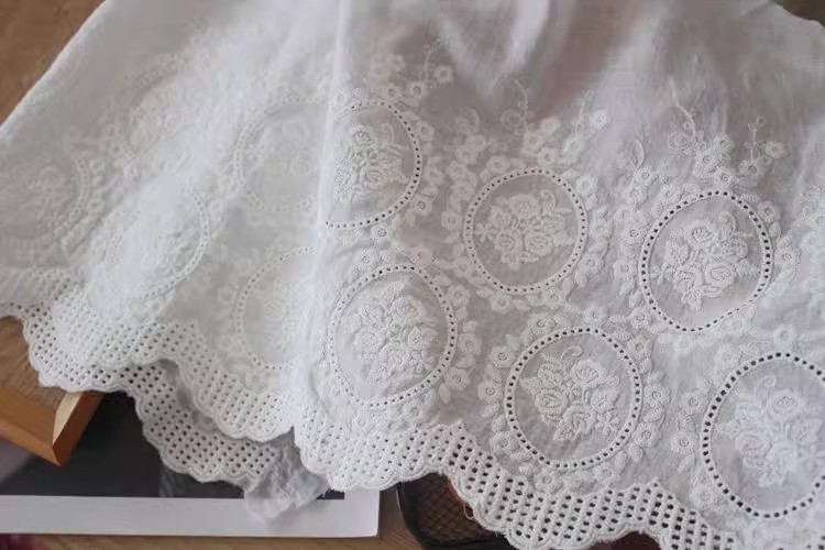 Embroidery Cotton Lace Fabric Width 26 cm EF0085-Lace Fabric Shop