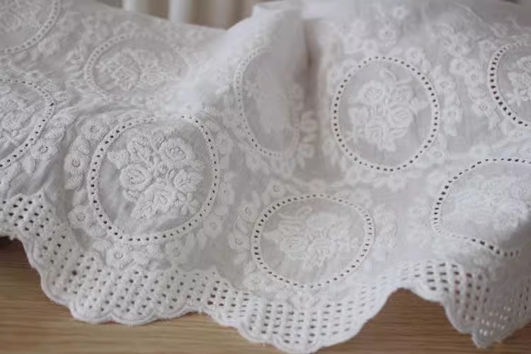 Embroidery Cotton Lace Fabric Width 26 cm EF0085-Lace Fabric Shop