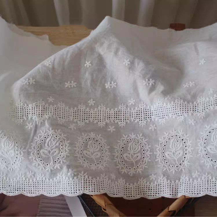 Embroidery Cotton Lace Fabric Width 26 cm EF0085-Lace Fabric Shop