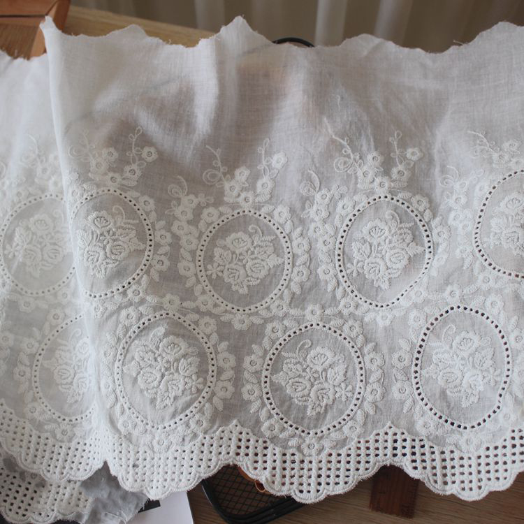 Embroidery Cotton Lace Fabric Width 26 cm EF0085-Lace Fabric Shop