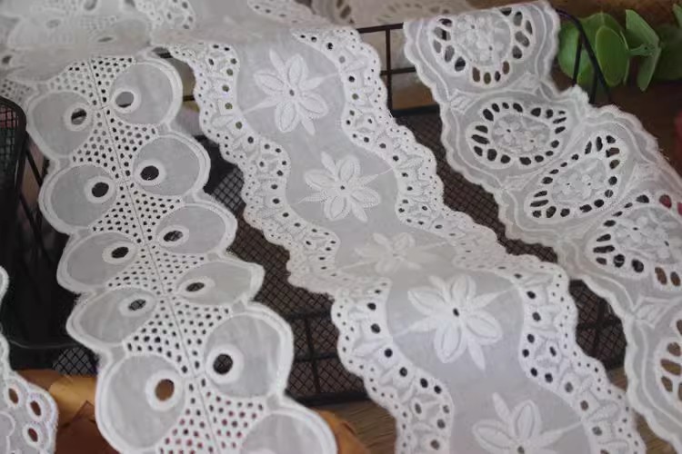 Embroidery Cotton Lace Trim Width 6-8 cm EF0014-Lace Fabric Shop