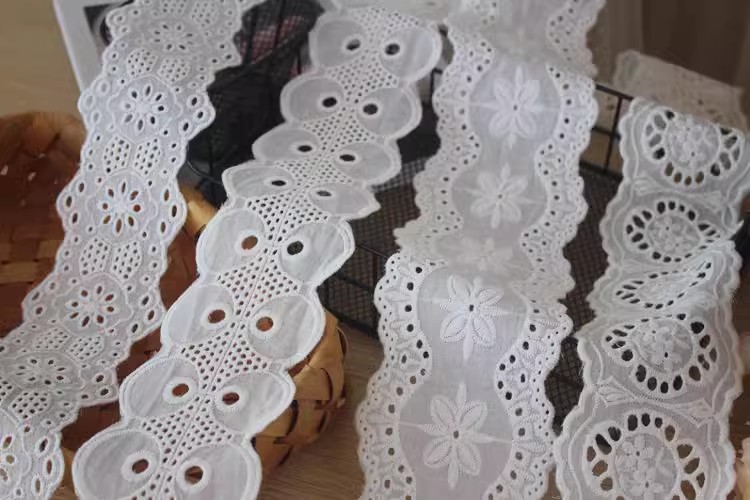 Embroidery Cotton Lace Trim Width 6-8 cm EF0014-Lace Fabric Shop