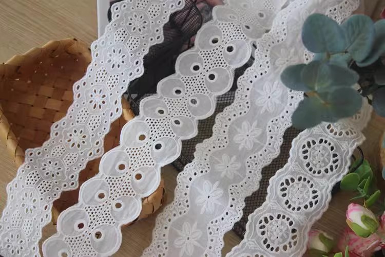 Embroidery Cotton Lace Trim Width 6-8 cm EF0014-Lace Fabric Shop