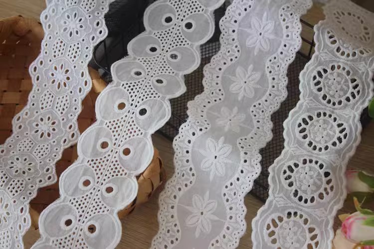 Embroidery Cotton Lace Trim Width 6-8 cm EF0014-Lace Fabric Shop