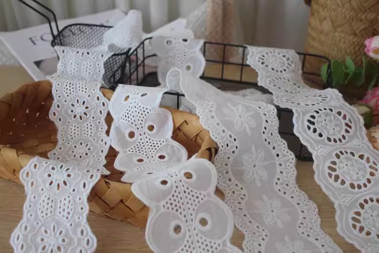 Embroidery Cotton Lace Trim Width 6-8 cm EF0014-Lace Fabric Shop