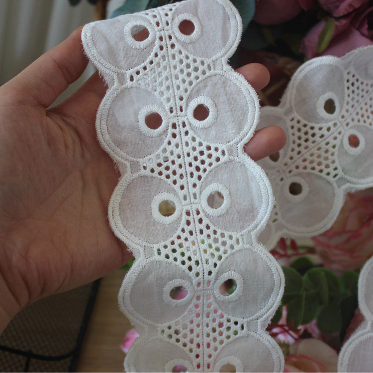 Embroidery Cotton Lace Trim Width 6-8 cm EF0014-Lace Fabric Shop