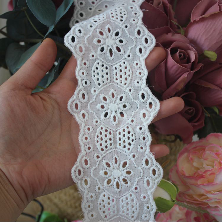 Embroidery Cotton Lace Trim Width 6-8 cm EF0014-Lace Fabric Shop