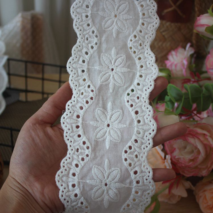 Embroidery Cotton Lace Trim Width 6-8 cm EF0014-Lace Fabric Shop