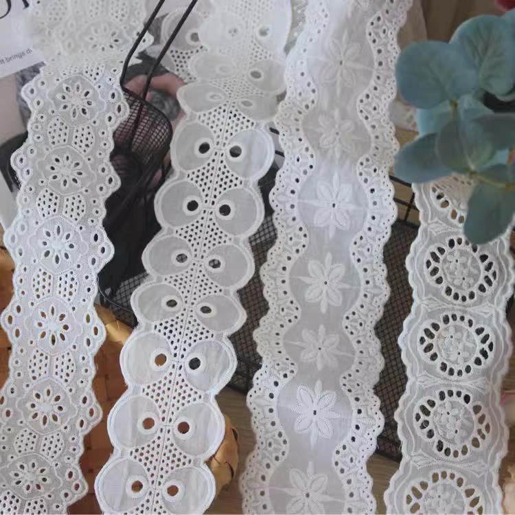 Embroidery Cotton Lace Trim Width 6-8 cm EF0014-Lace Fabric Shop