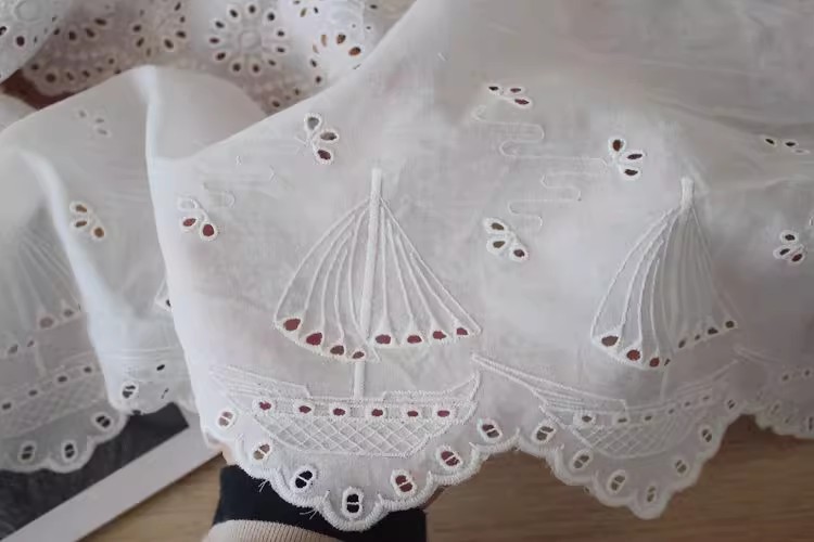 Embroidery Cotton Lace Width 19-22 cm EF0092-Lace Fabric Shop