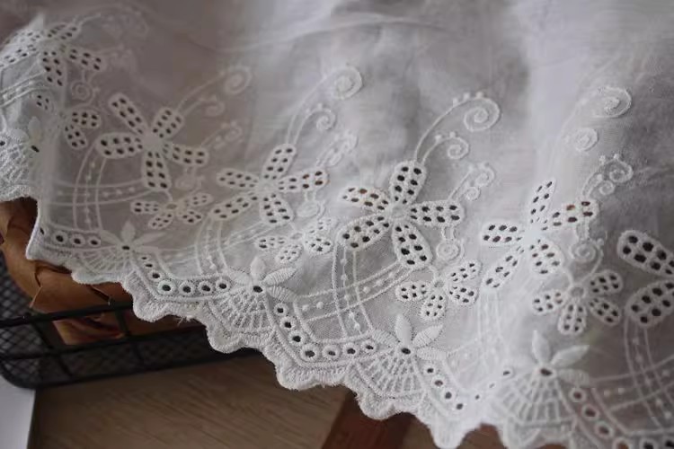 Embroidery Cotton Lace Width 19-22 cm EF0092-Lace Fabric Shop