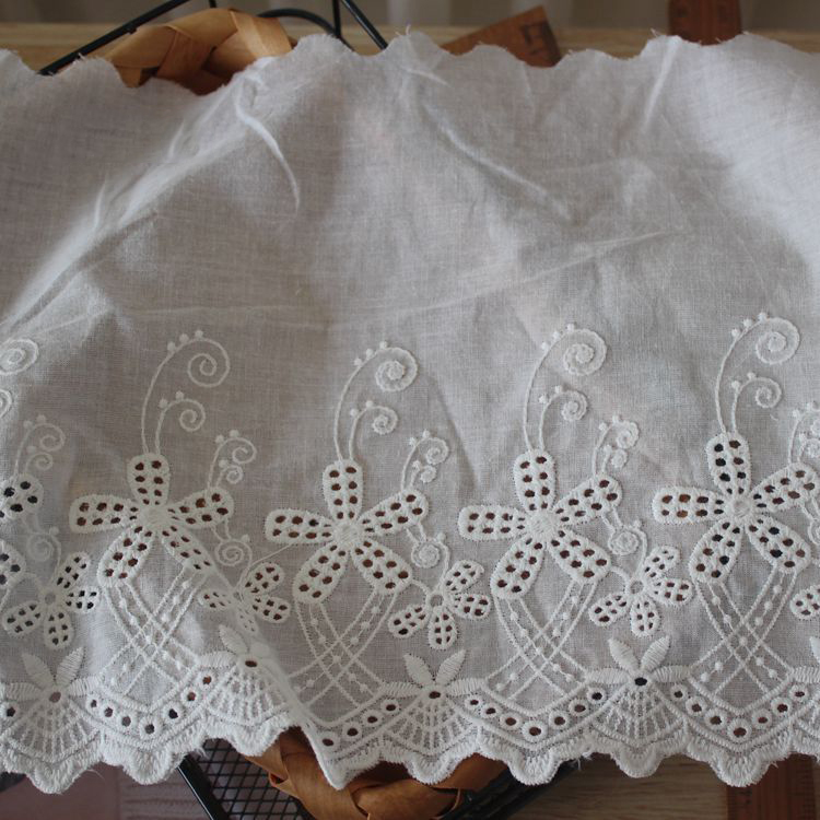 Embroidery Cotton Lace Width 19-22 cm EF0092-Lace Fabric Shop