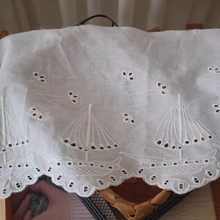 Embroidery Cotton Lace Width 19-22 cm EF0092-Lace Fabric Shop