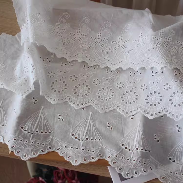 Embroidery Cotton Lace Width 19-22 cm EF0092-Lace Fabric Shop