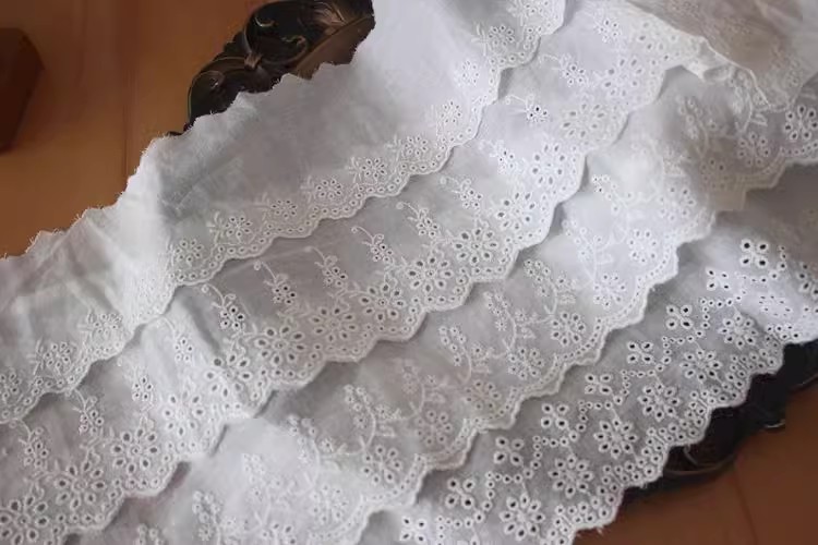 Embroidery Cotton Lace Width 9-11 cm EF0018-Lace Fabric Shop