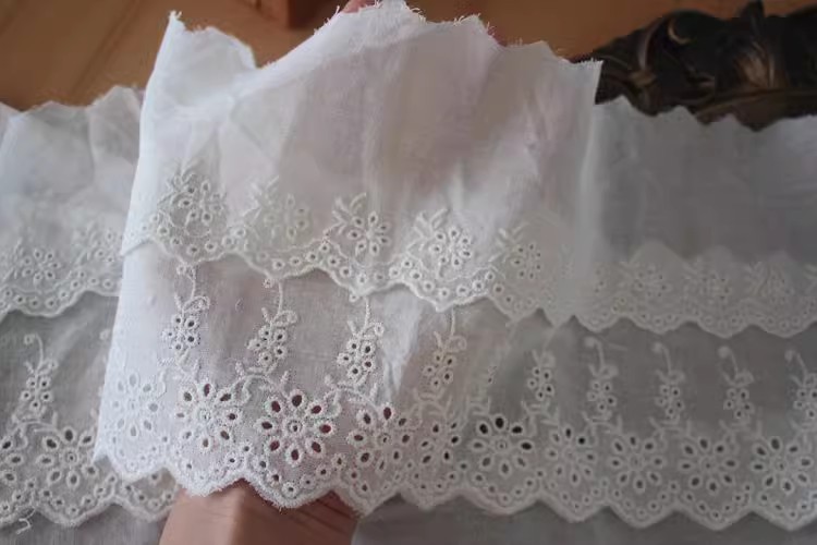Embroidery Cotton Lace Width 9-11 cm EF0018-Lace Fabric Shop