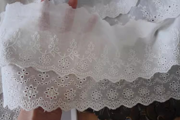 Embroidery Cotton Lace Width 9-11 cm EF0018-Lace Fabric Shop