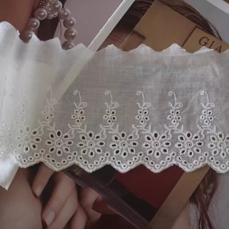 Embroidery Cotton Lace Width 9-11 cm EF0018-Lace Fabric Shop